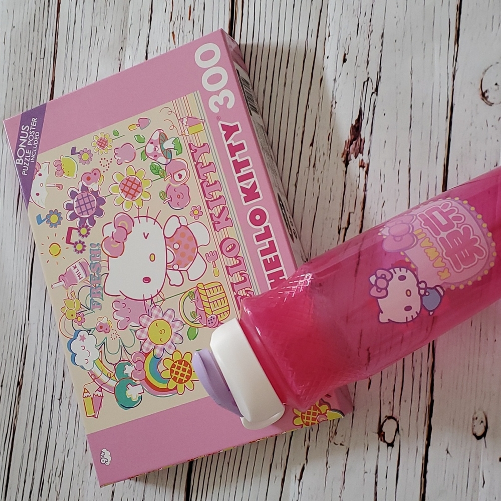 🆕️ SANRIO HELLO KITTY PUZZLE AND ZAK PINK WATER BOTTLE 💕